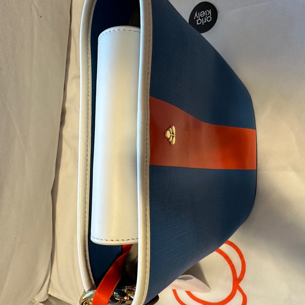 Orla Kiely NWT Blue and Orange Bucket Bag with Brown Handle - Picture 5 of 8